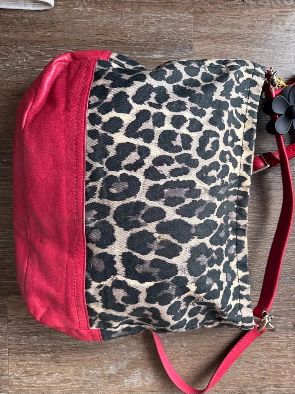 Coach Leopard Print and Red Leather Hobo Bag